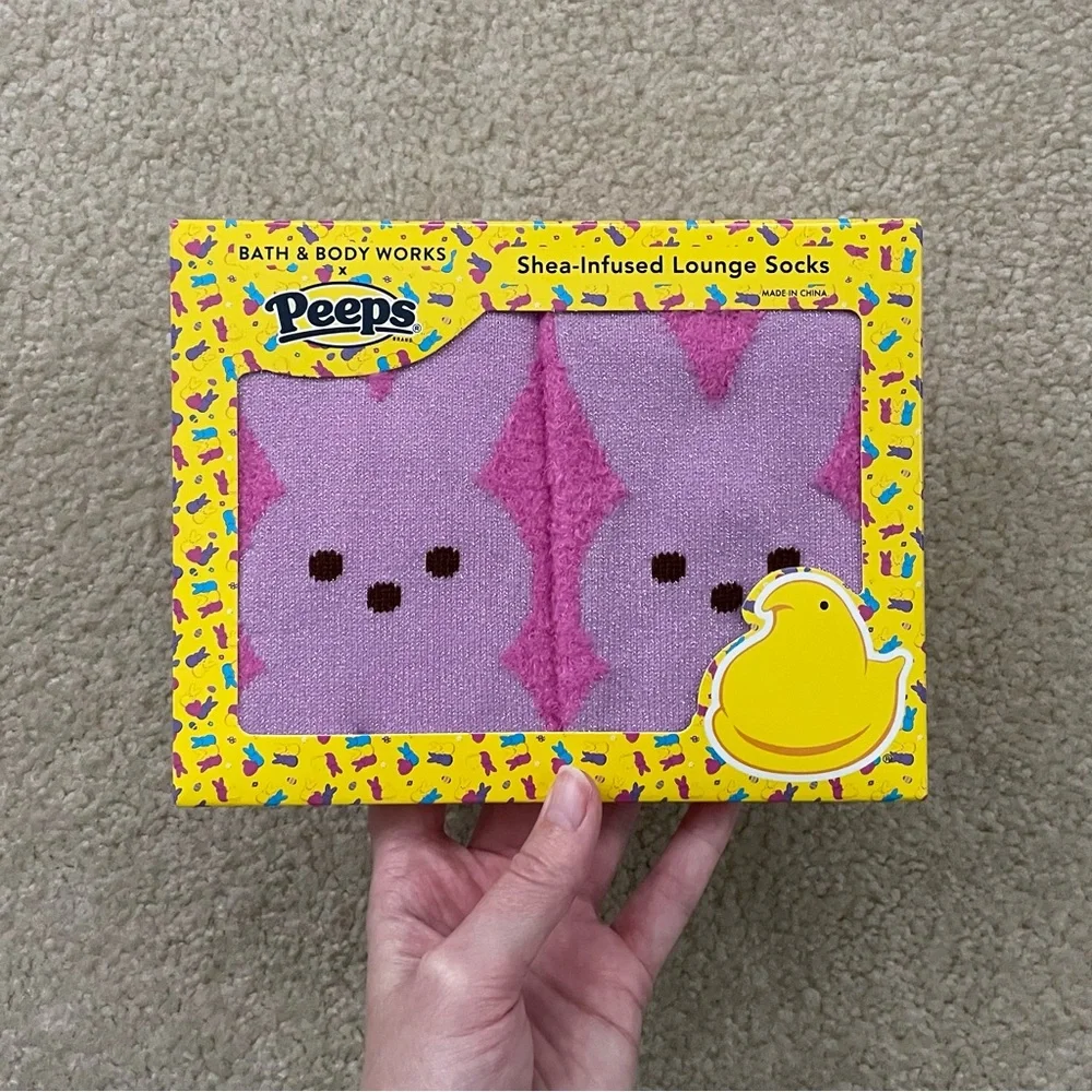 Bath & Body Works PEEPS Pink Marshmallow Bunny Shea-Infused Lounge Socks
